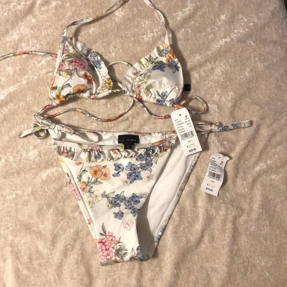 NEW pac sun ruffle floral swim set